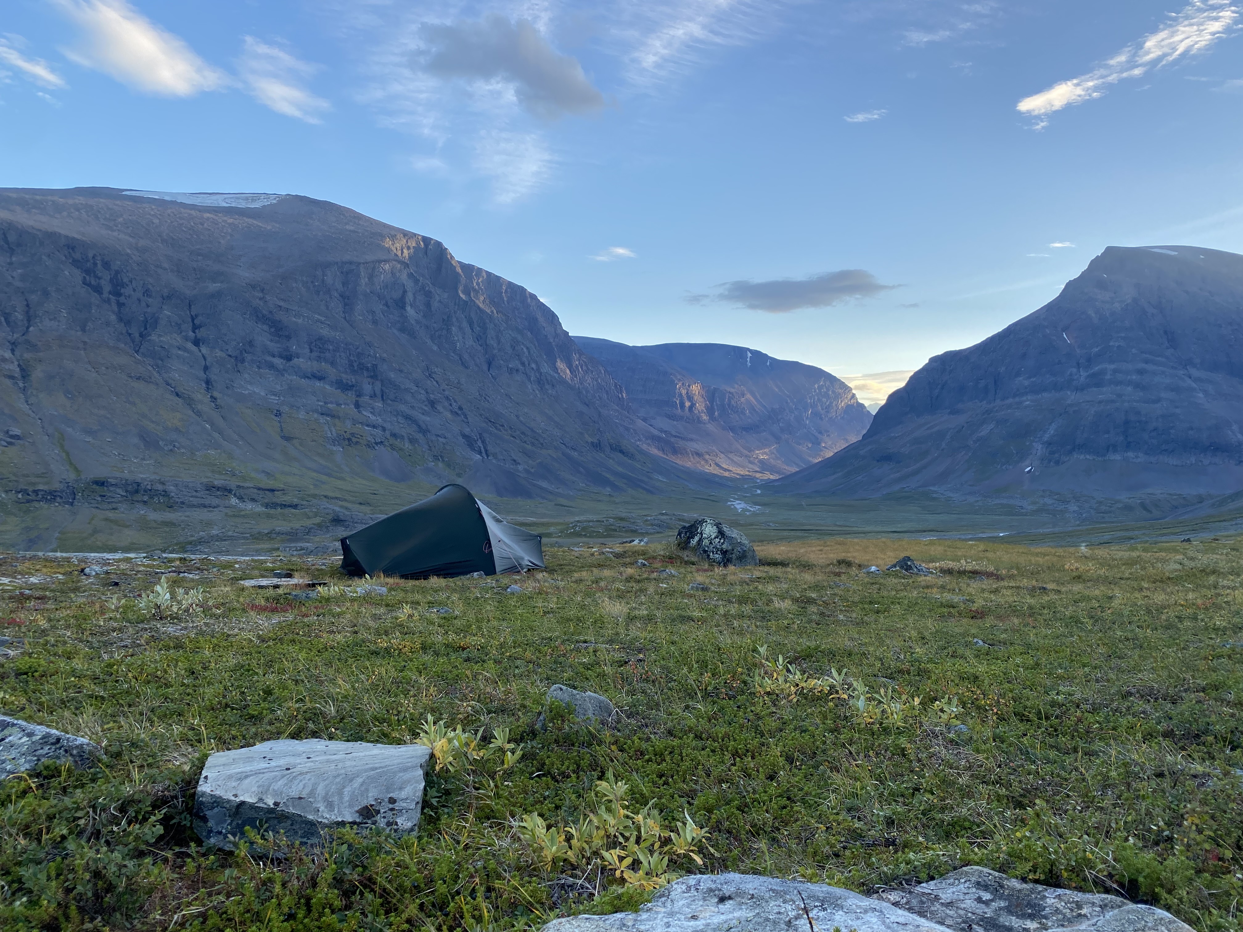 A picture of our tents, pitched 2km from the foot of Kebnekaise