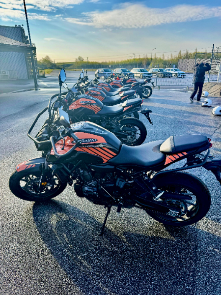 Motorcycles lined up for training