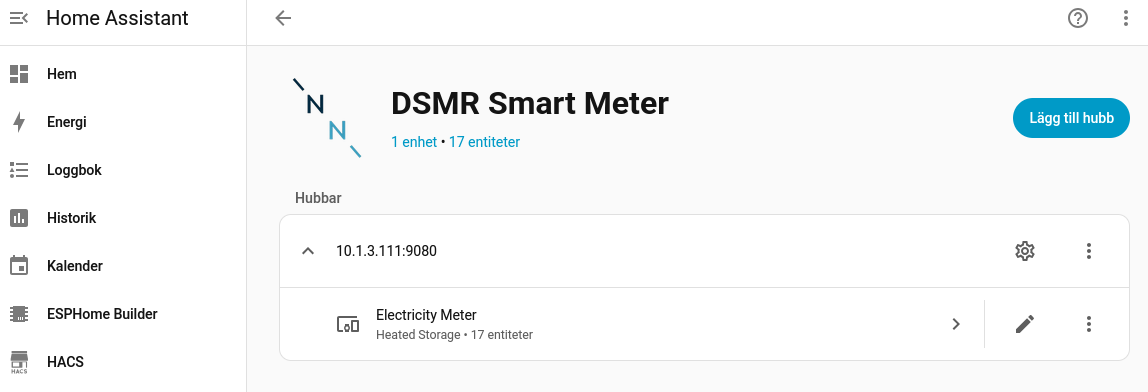 The DSMR Integration with the dongle discovered